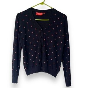 Pleamle Alpine Flower Power Dark Navy Traditional Embroidered Floral Cardigan
